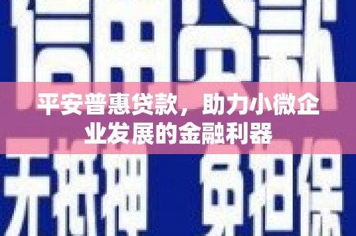 三江平安普惠贷款，助力小微企业发展的金融利器