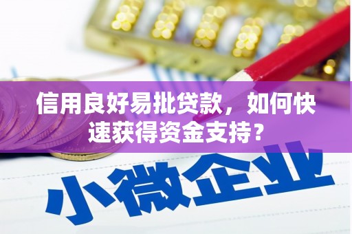 三江信用良好易批贷款，如何快速获得资金支持？