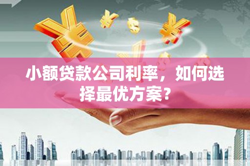 三江小额贷款公司利率，如何选择最优方案？